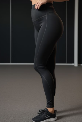 ATHLETIC SPORTS BLACK LEGGINGS - TUMMY CONTROL WITH HIGH WAIST
