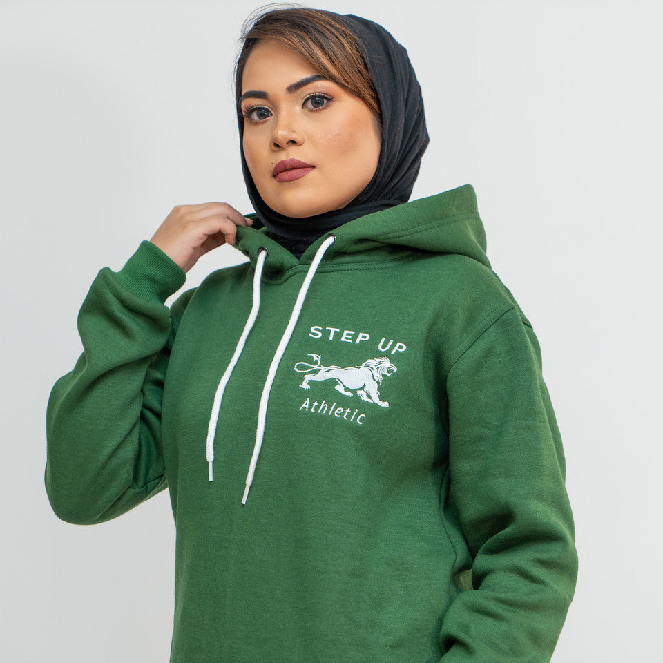 STEP UP HOODIE - GREEN BEAR RAINFOREST - LONG FOR HIJABI STYLE