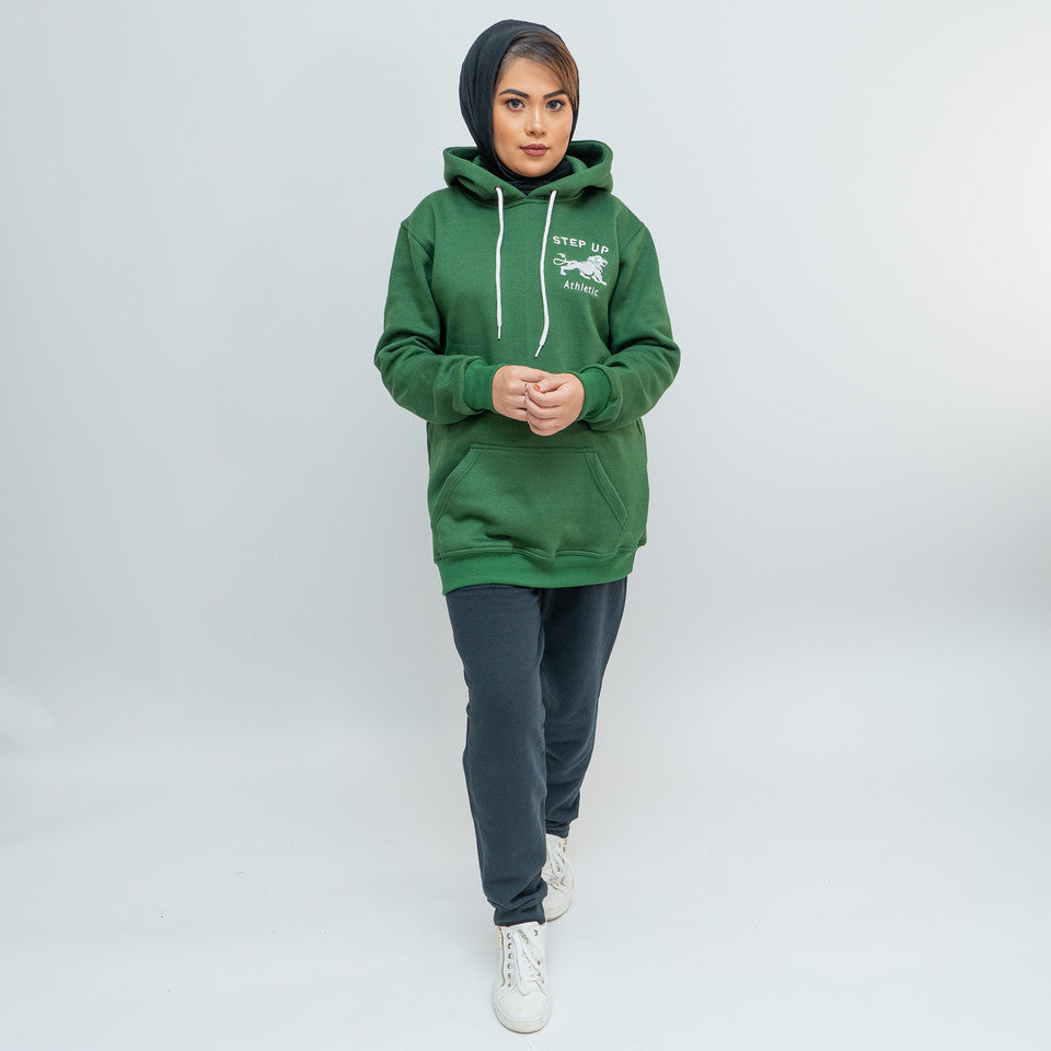 STEP UP HOODIE - GREEN BEAR RAINFOREST - LONG FOR HIJABI STYLE