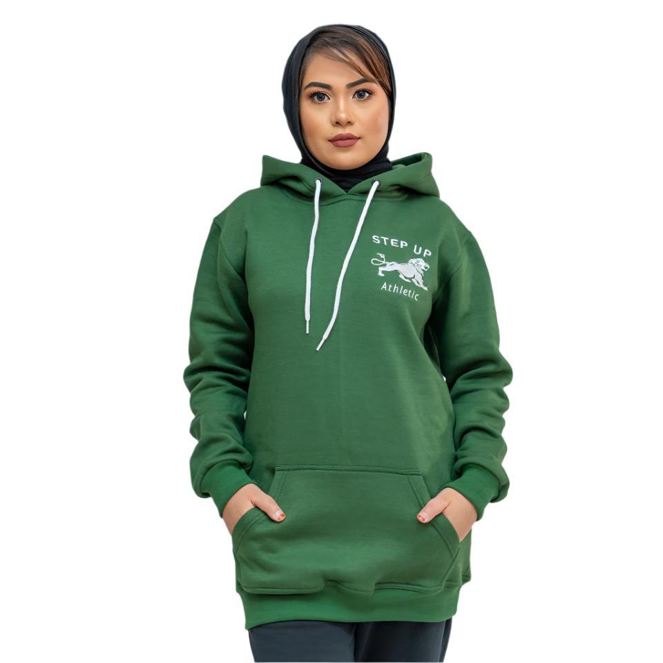 STEP UP HOODIE - GREEN BEAR RAINFOREST - LONG FOR HIJABI STYLE