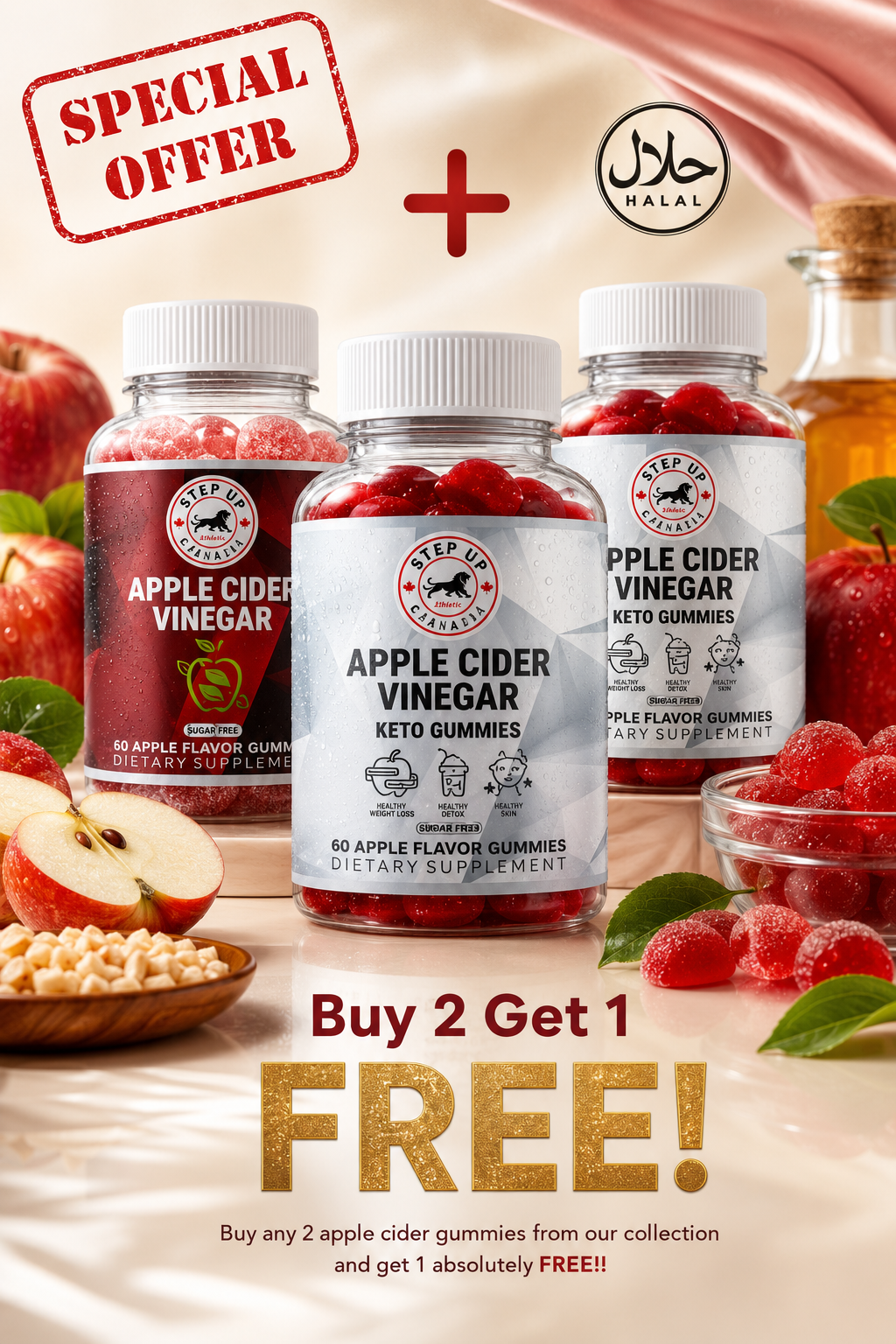 Vitamins Bundle Pack of 3 - Apple Cider Vinegar Halal Gummies
