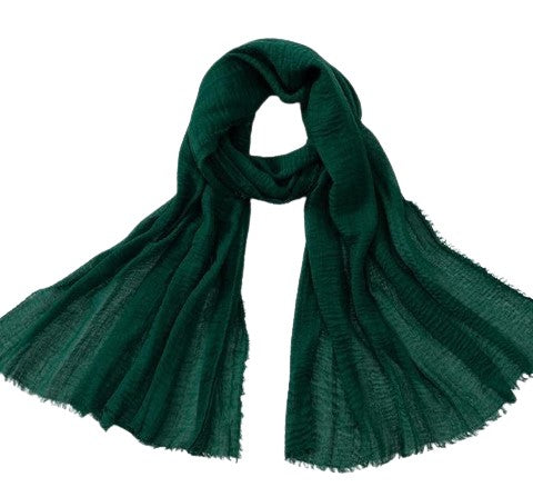 DARK GREEN COTTON CRINKLE HIJAB - JASMINE