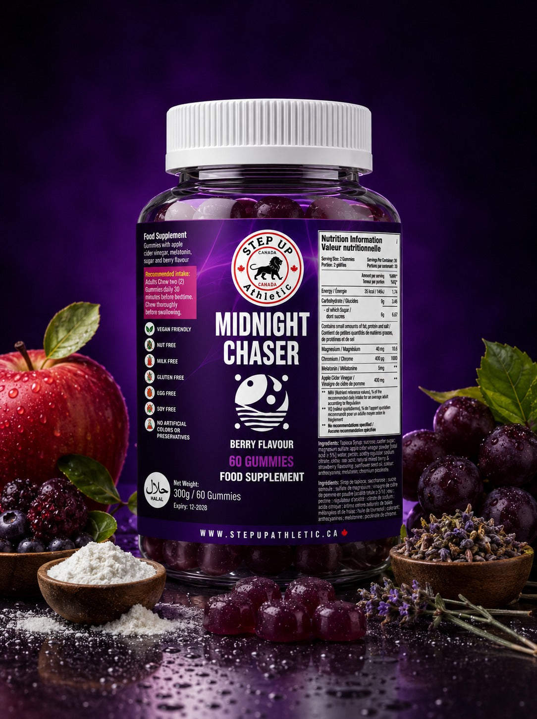 MIDNIGHT CHASER -Apple Cider Vinegar - Melatonin Gummies | Berry Flavour | 60 Gummies
