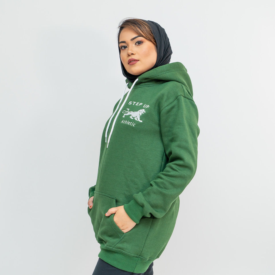 STEP UP HOODIE - GREEN BEAR RAINFOREST - LONG FOR HIJABI STYLE